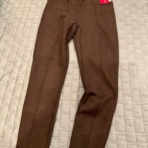 NWT Spanx Brown faux suede leggings